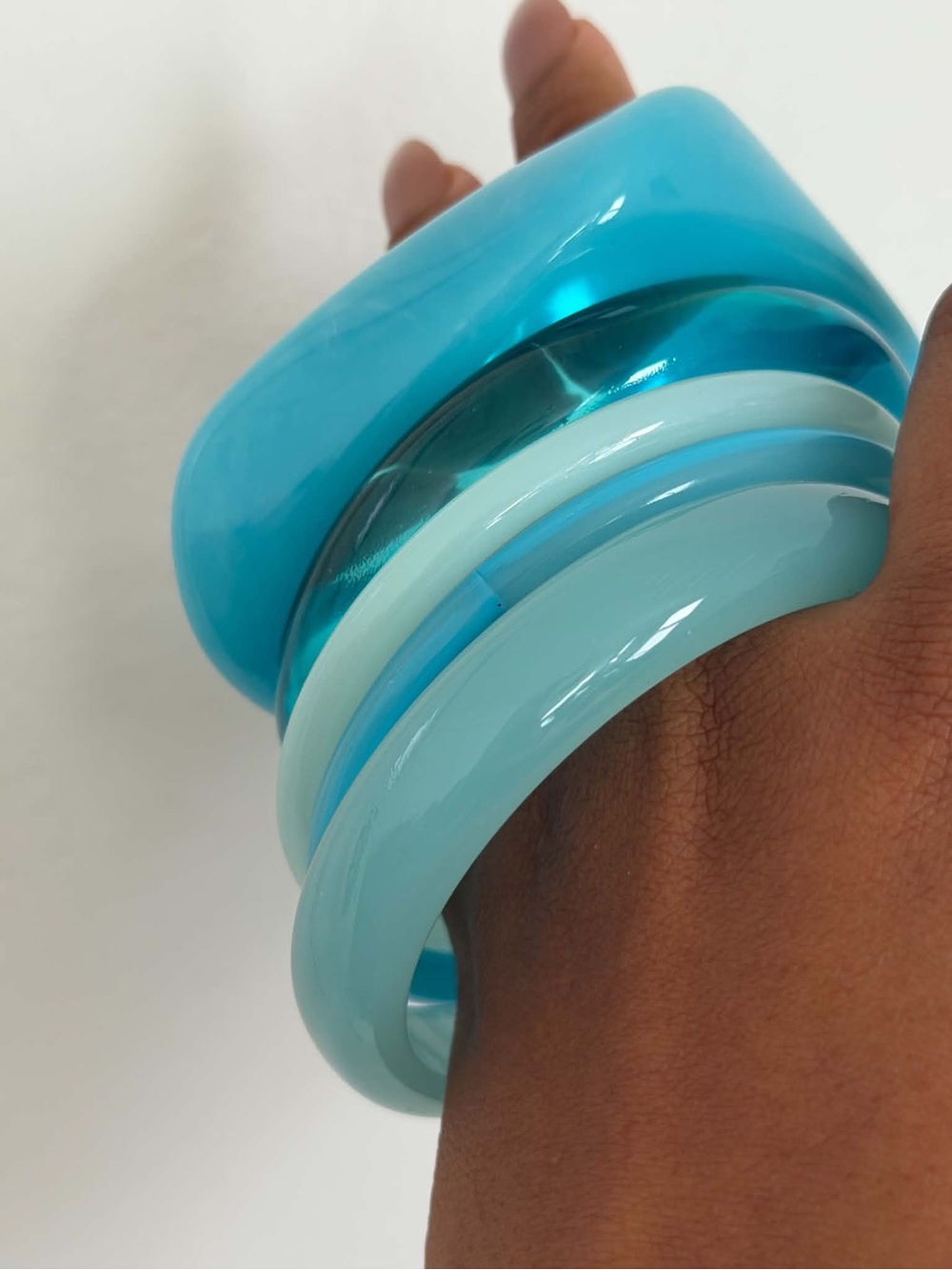 Stackable Blue Resin Bangle Bracelet Set - Women Jewelry